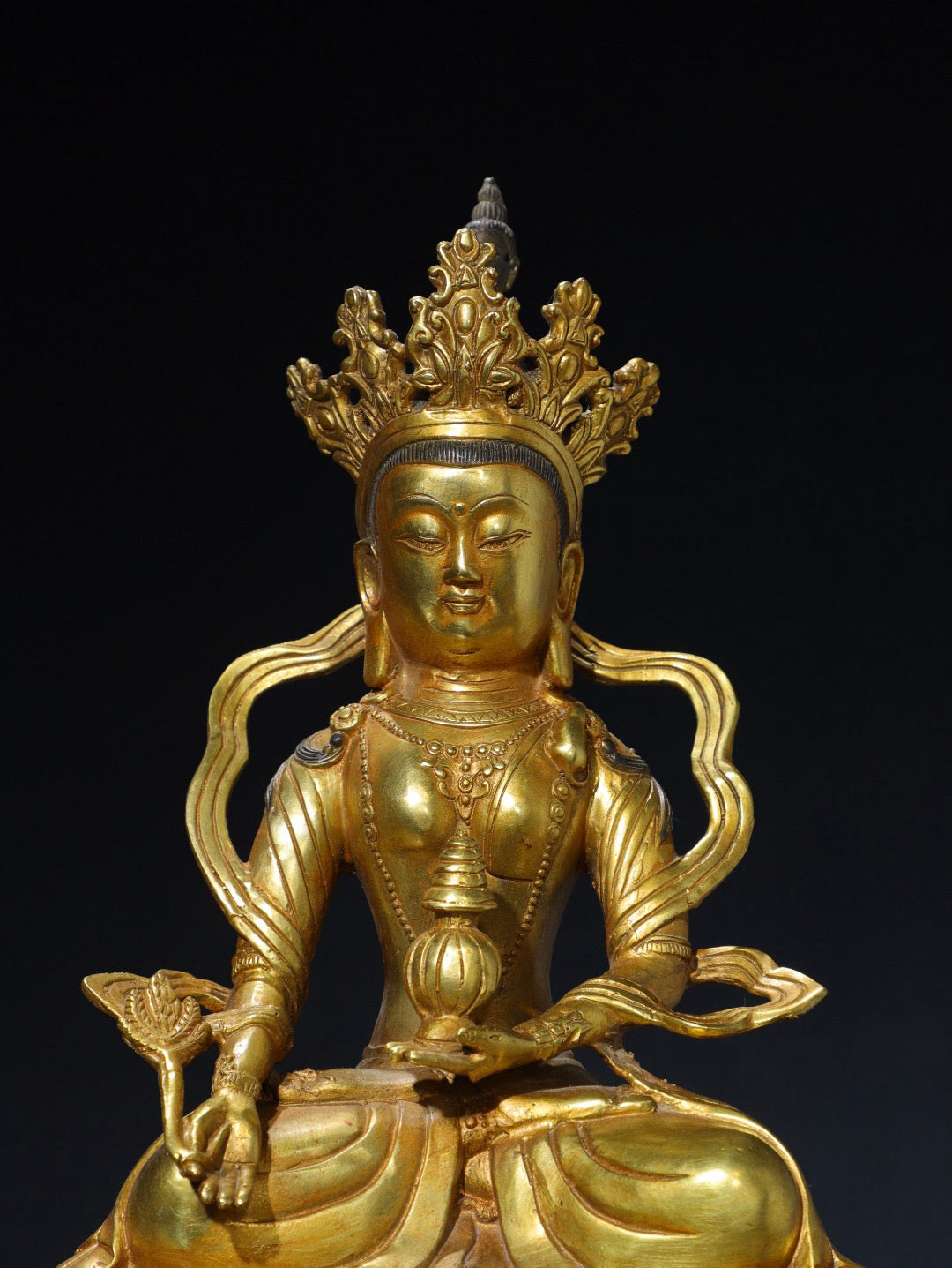 Chinese antique pure copper longevity Buddha statue