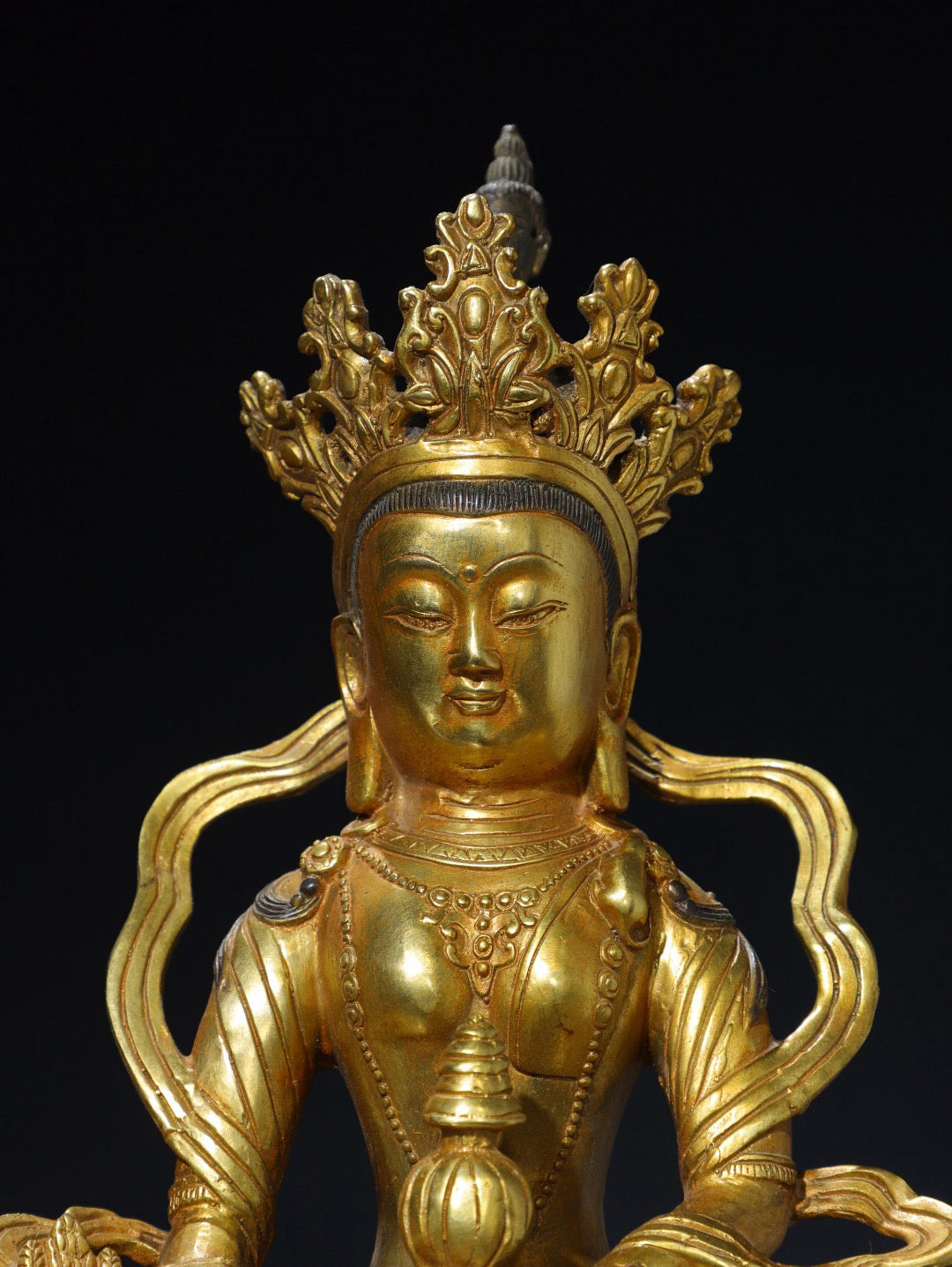 Chinese antique pure copper longevity Buddha statue