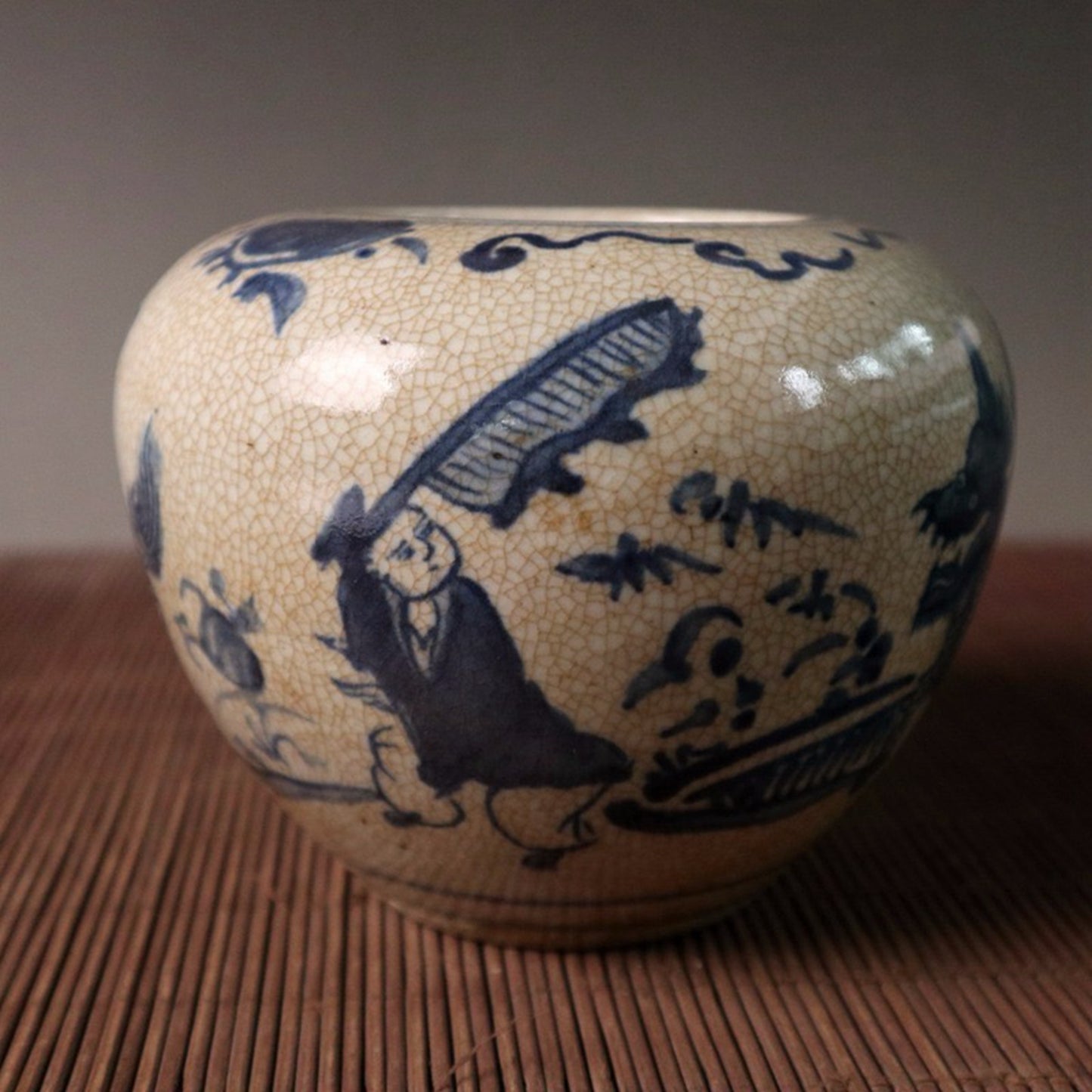 Open piece blue and white qilin gift pattern Tianzi jar
