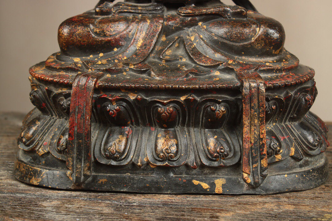 Chinese antique pure copper longevity Buddha statue