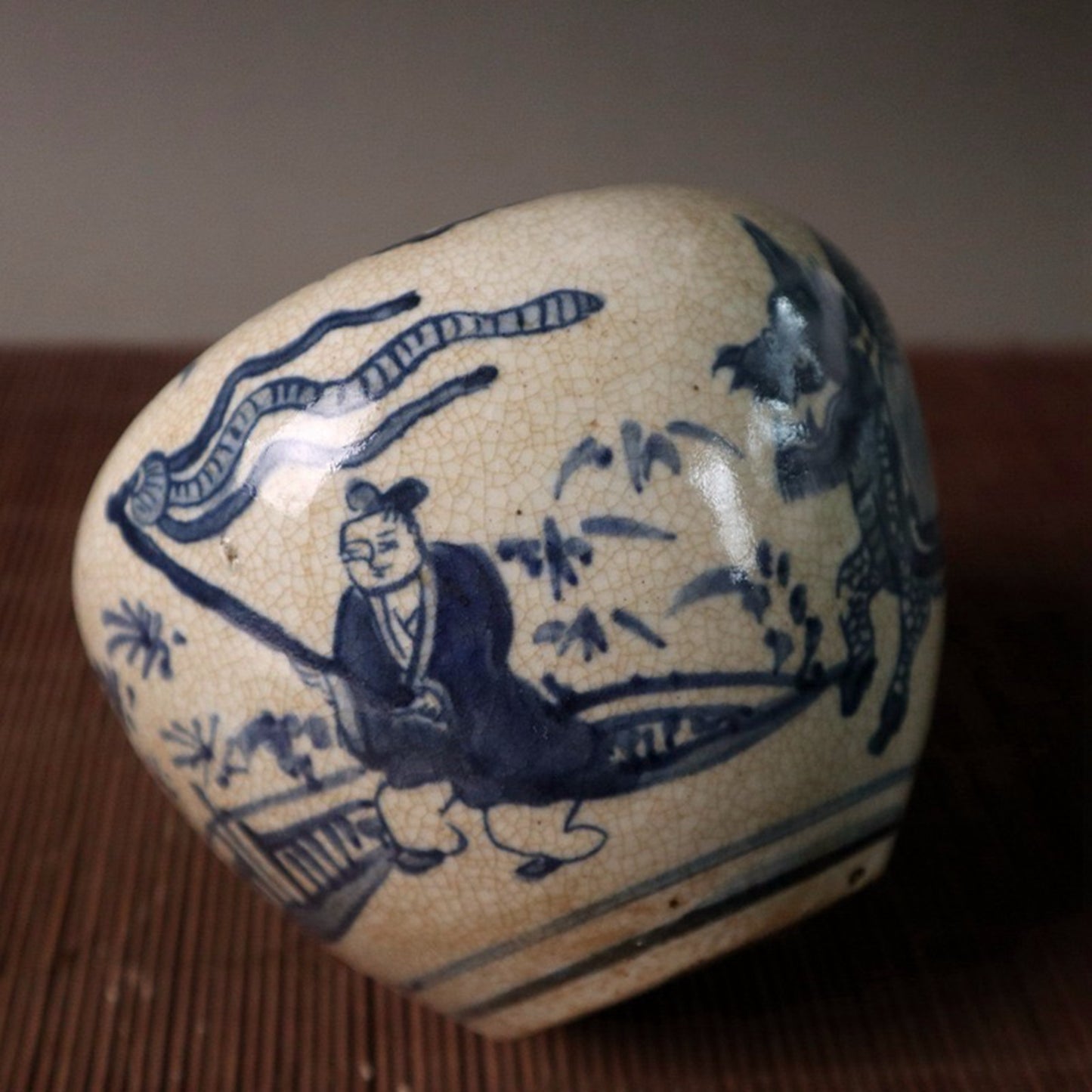 Open piece blue and white qilin gift pattern Tianzi jar