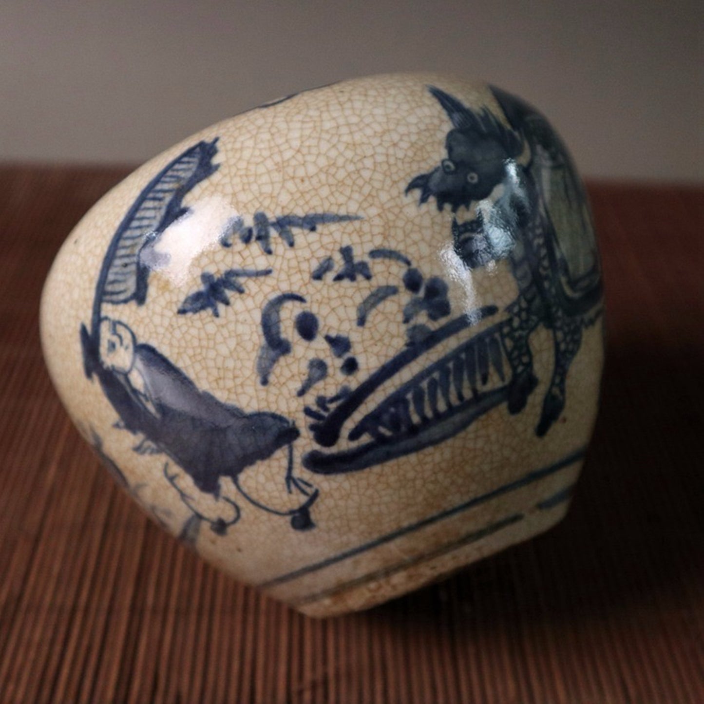 Open piece blue and white qilin gift pattern Tianzi jar