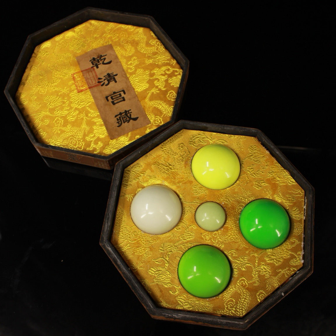 A set of Chinese antique luminous stone balls