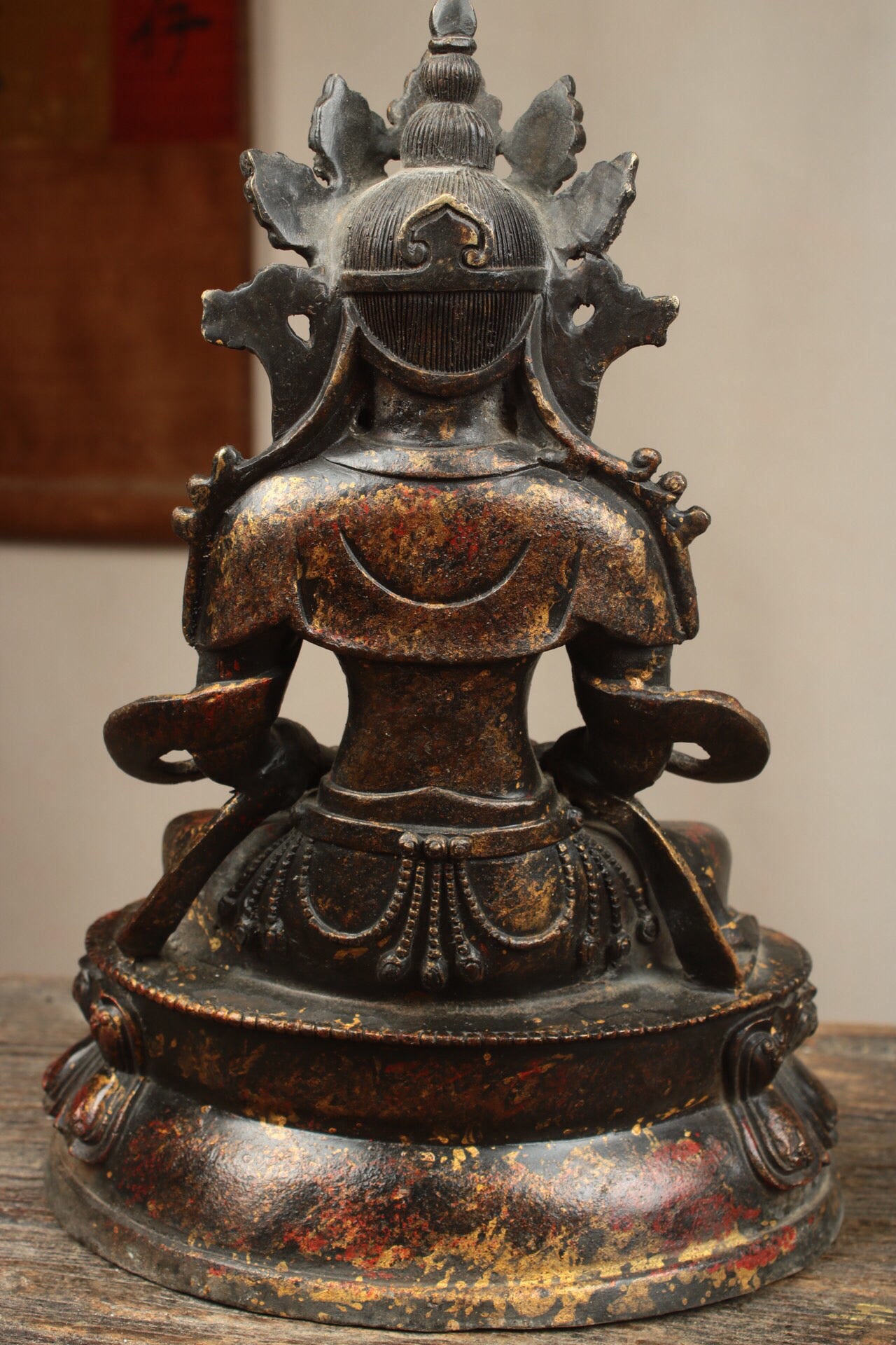 Chinese antique pure copper longevity Buddha statue