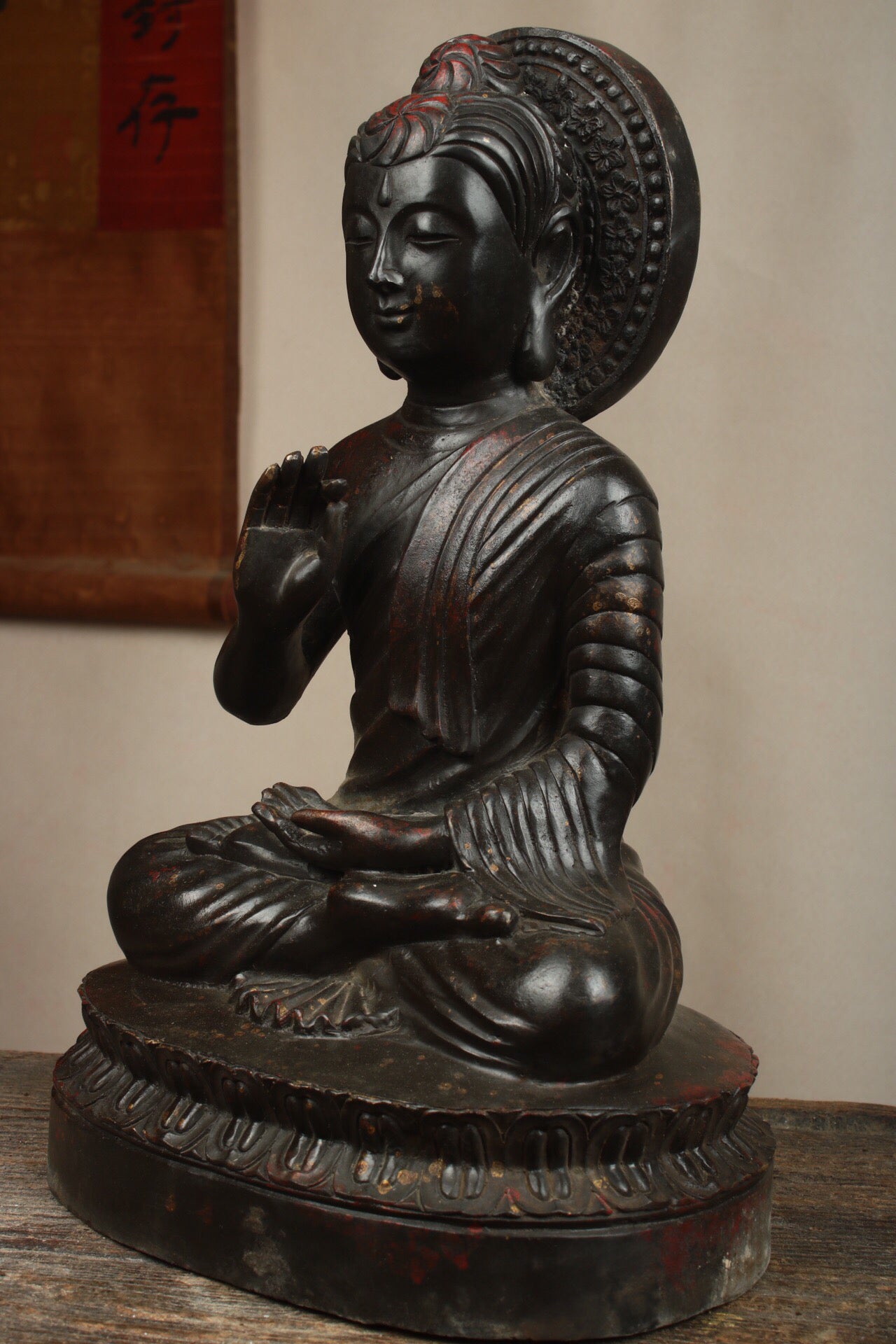 Chinese antique pure copper statue of Amitabha Buddha