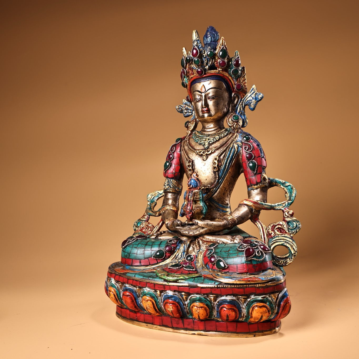 A Chinese antique pure copper longevity Buddha statue