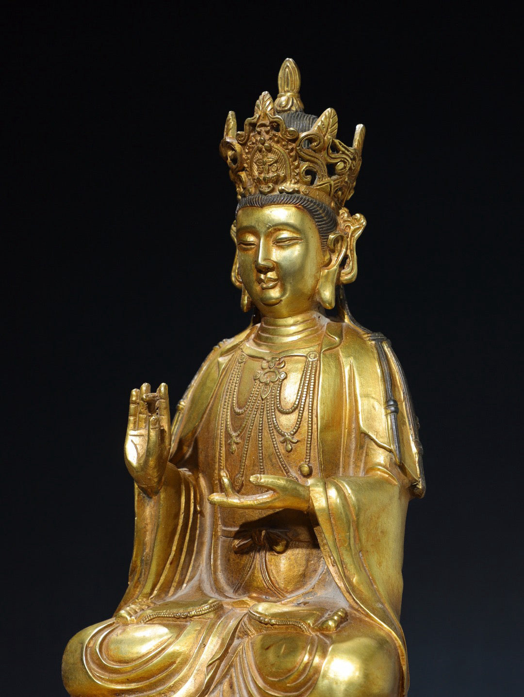 Chinese antique pure copper green Tara Buddha statue