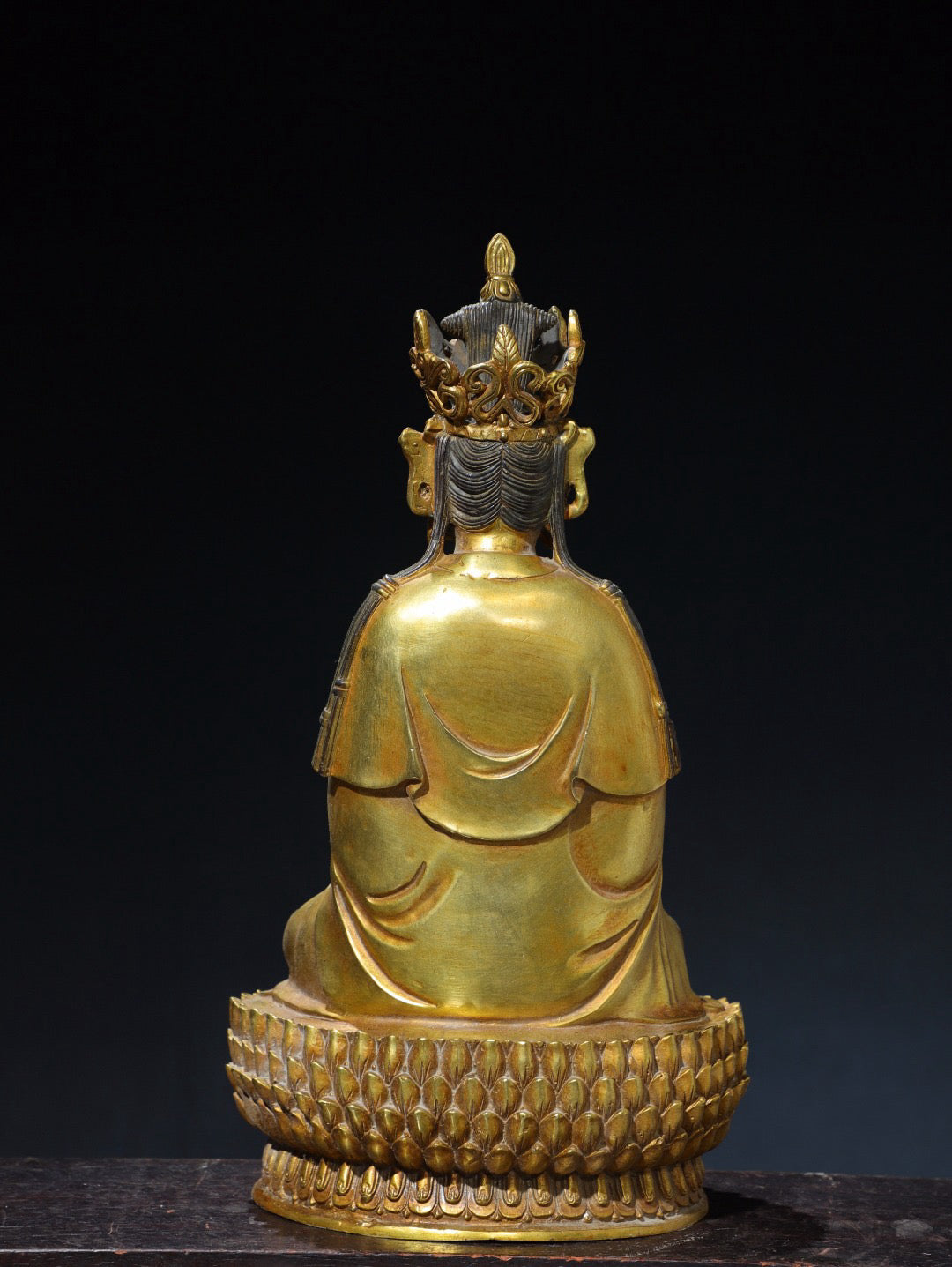 Chinese antique pure copper green Tara Buddha statue