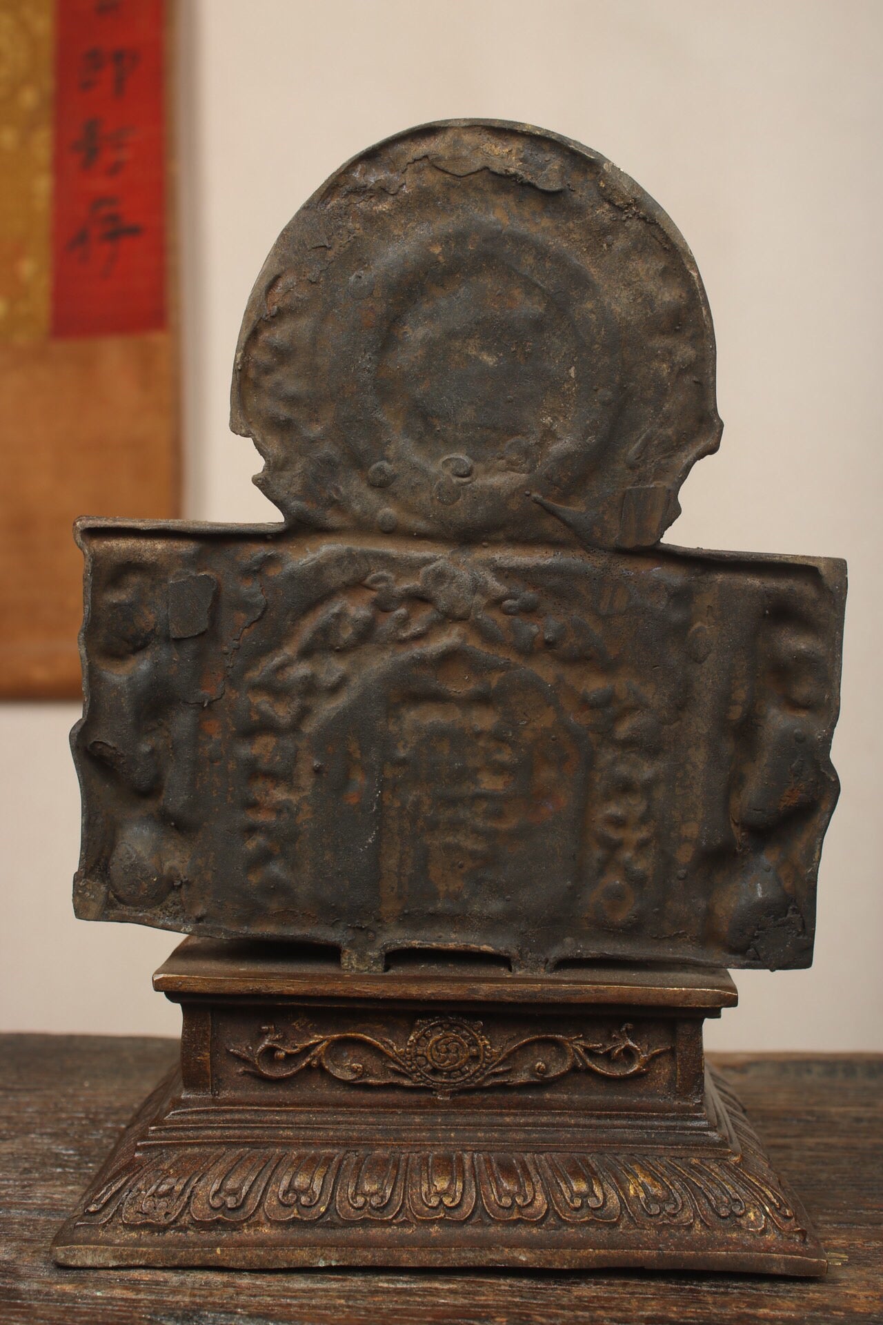 Chinese antique pure copper yellow statue of the God of Wealth Buddha