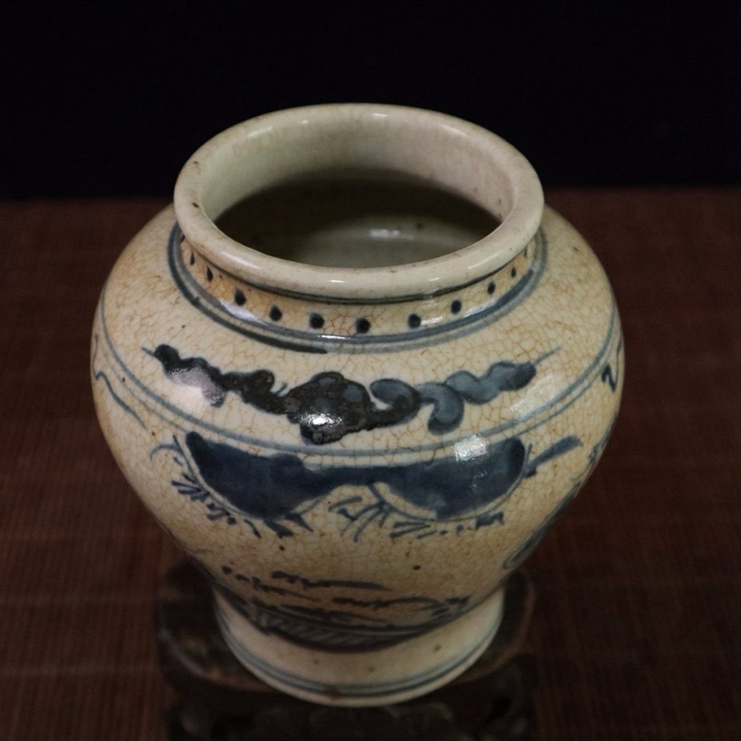 Open blue and white character story pattern Tianzi jar