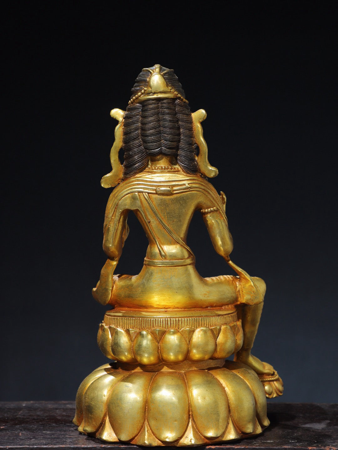 Chinese antique pure copper green Tara Buddha statue