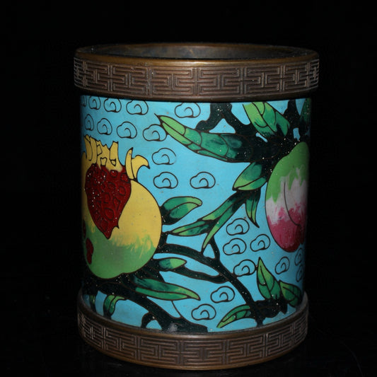 Pure copper cloisonne pen holder