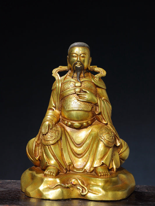 Chinese antique pure copper statue of Emperor Zhenwu Buddha
