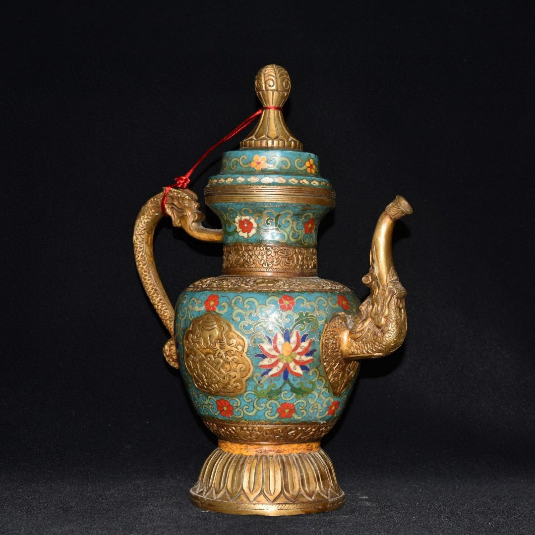 Pure copper cloisonne wine pot ornament