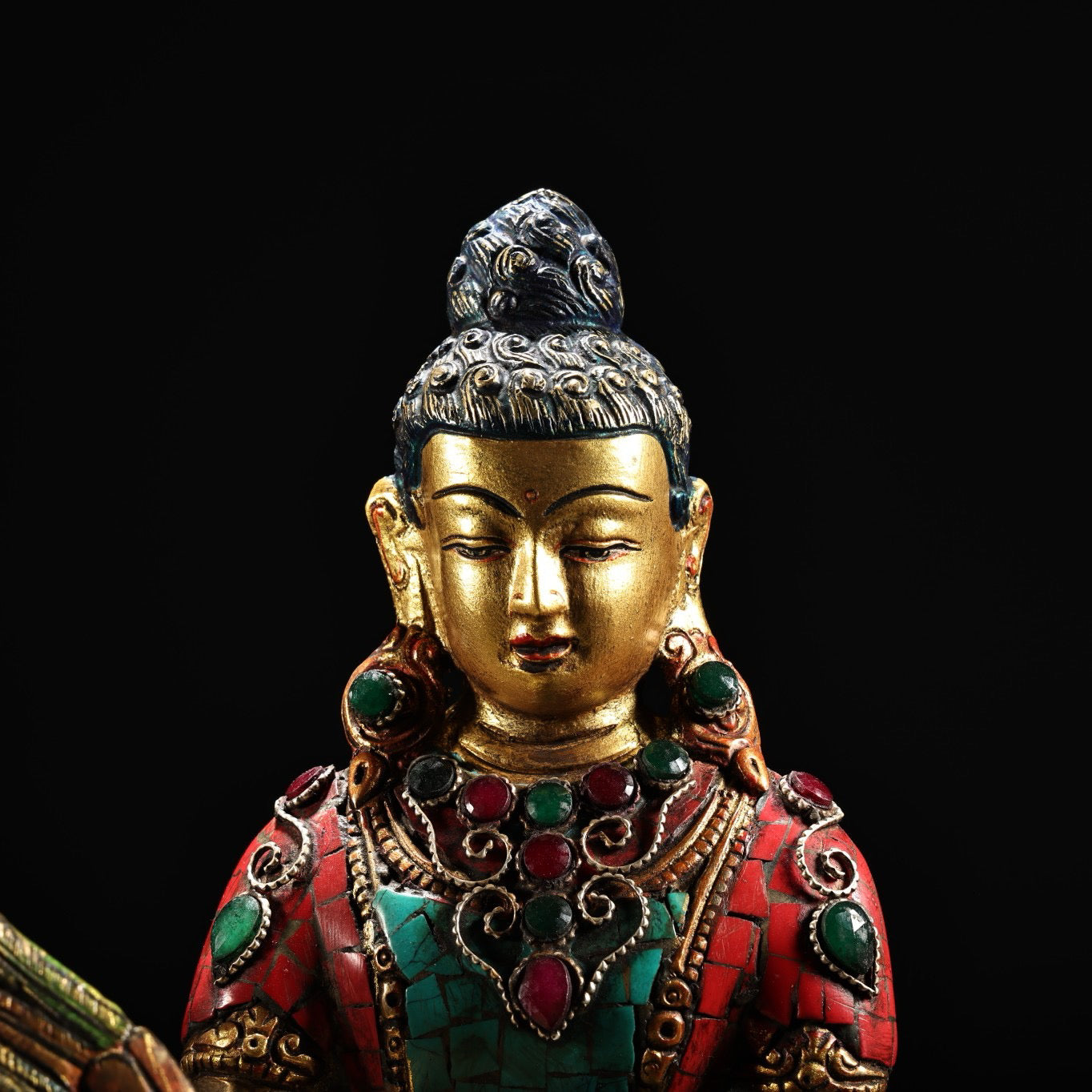 Chinese antique pure copper crane mother Buddha statue