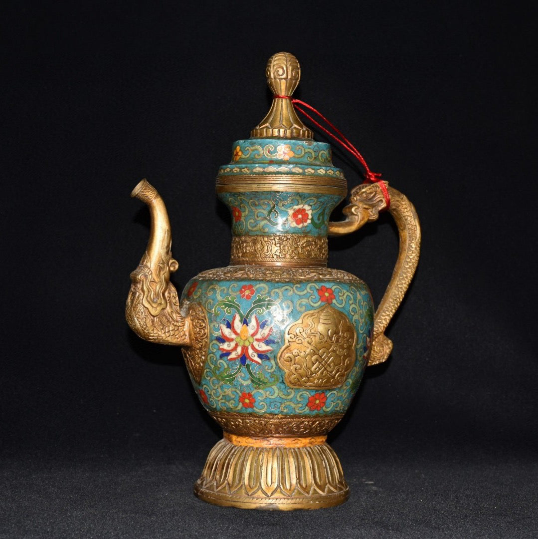 Pure copper cloisonne wine pot ornament