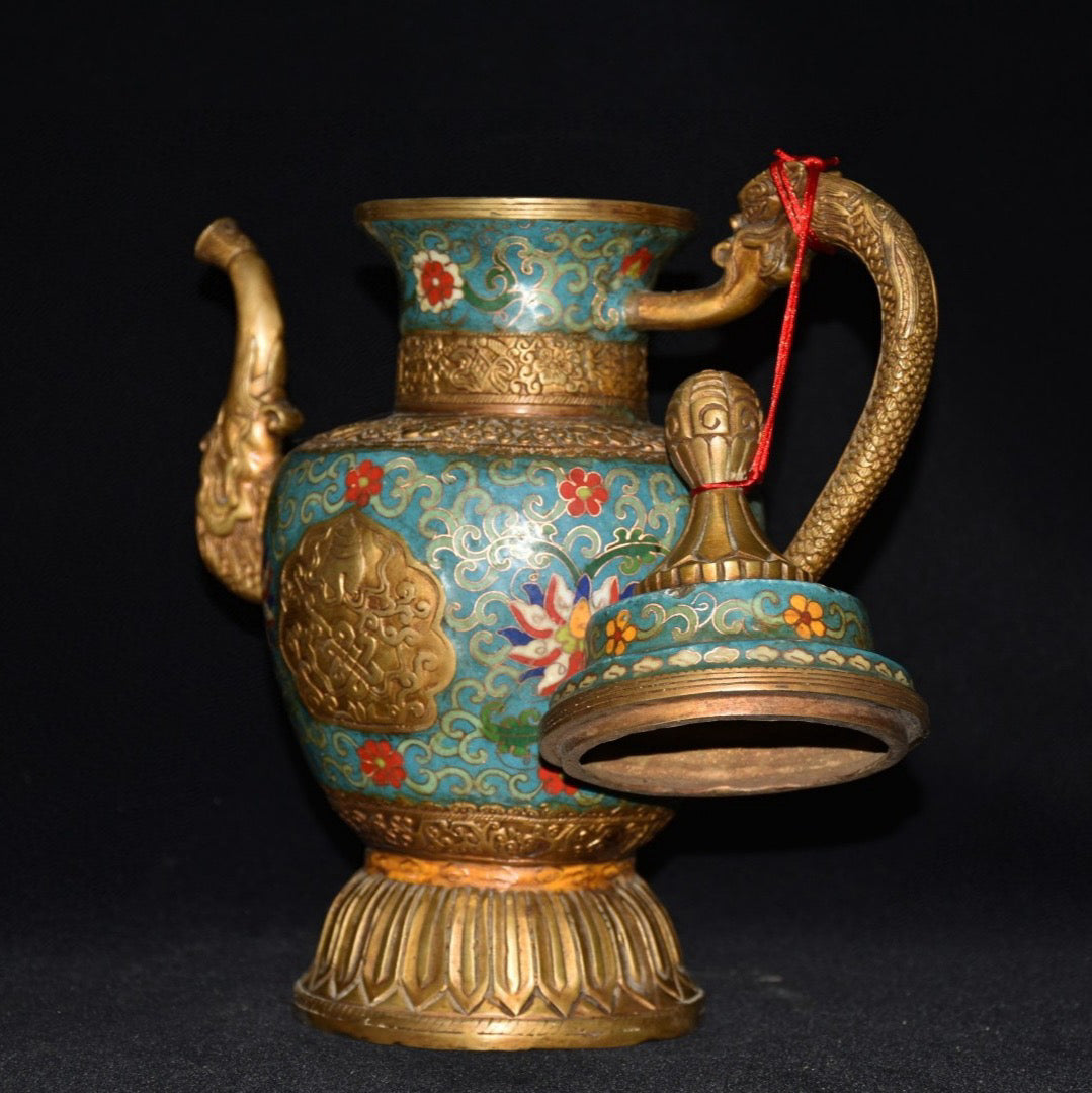 Pure copper cloisonne wine pot ornament