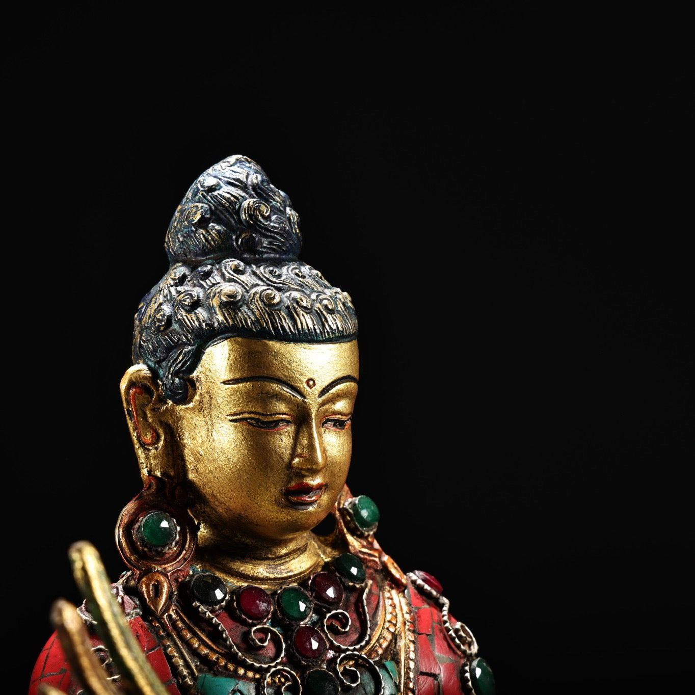 Chinese antique pure copper crane mother Buddha statue