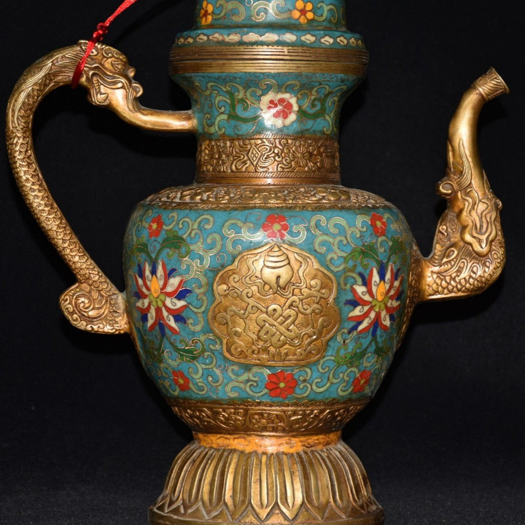 Pure copper cloisonne wine pot ornament