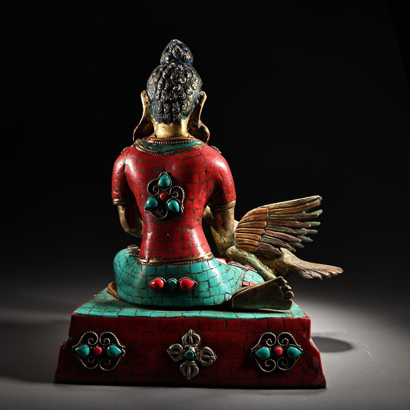 Chinese antique pure copper crane mother Buddha statue