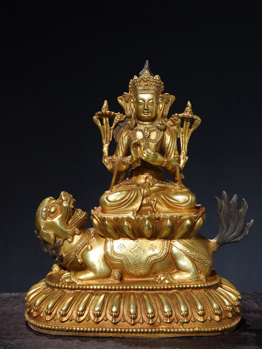 Chinese antique pure copper statue of Manjushri Bodhisattva
