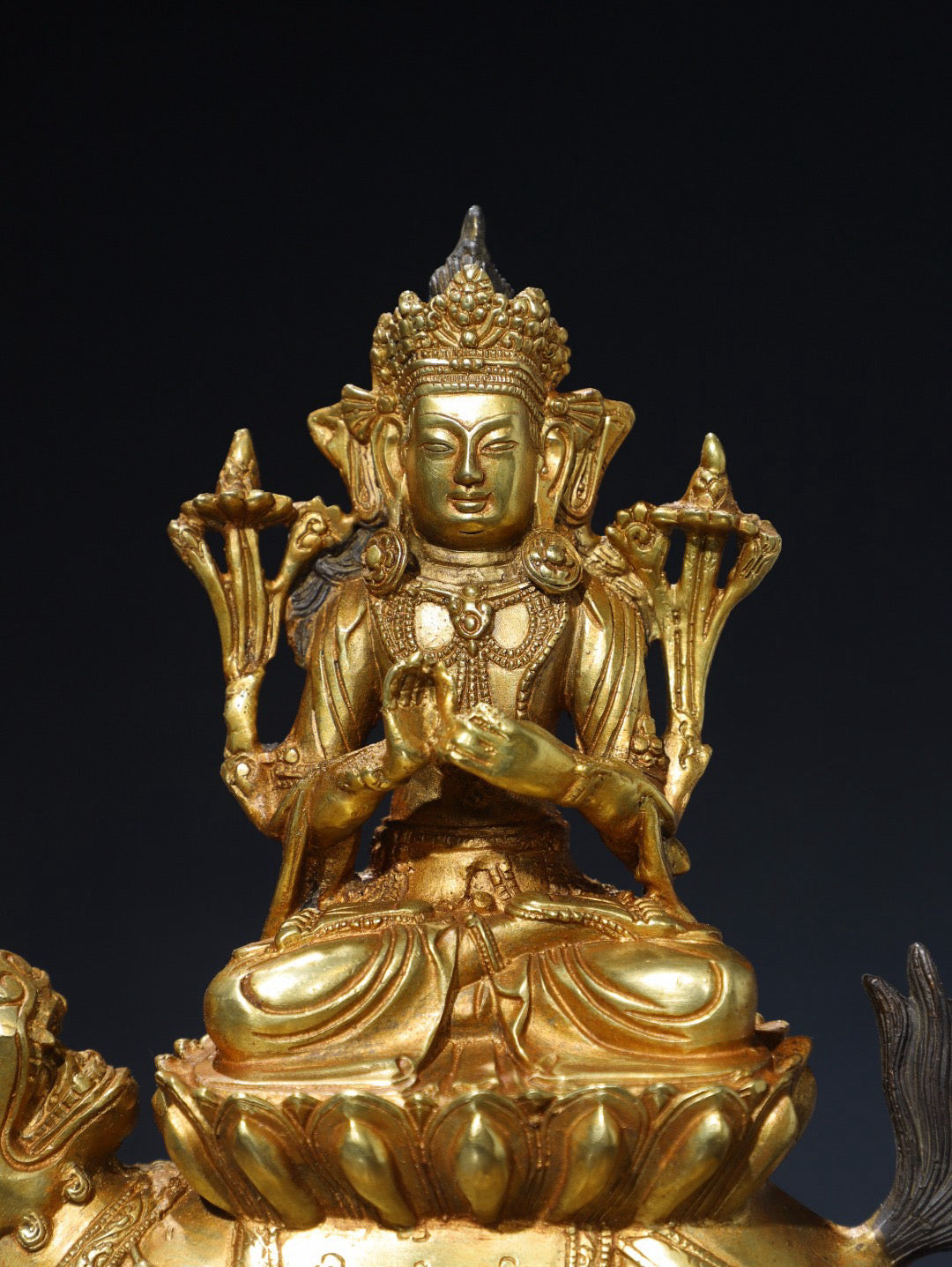 Chinese antique pure copper statue of Manjushri Bodhisattva