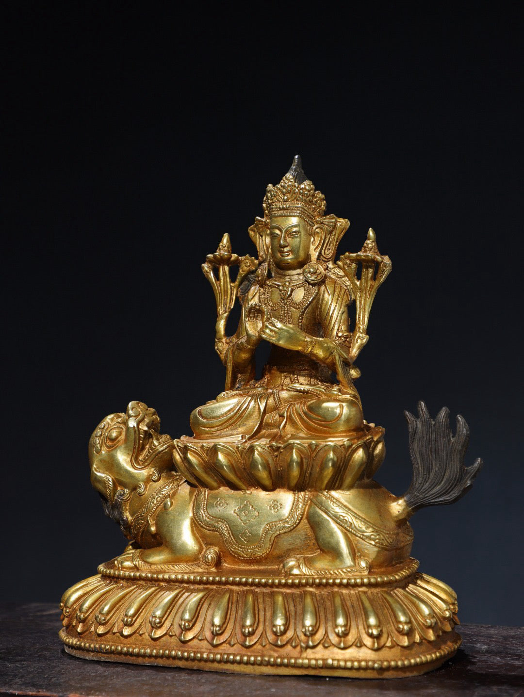 Chinese antique pure copper statue of Manjushri Bodhisattva