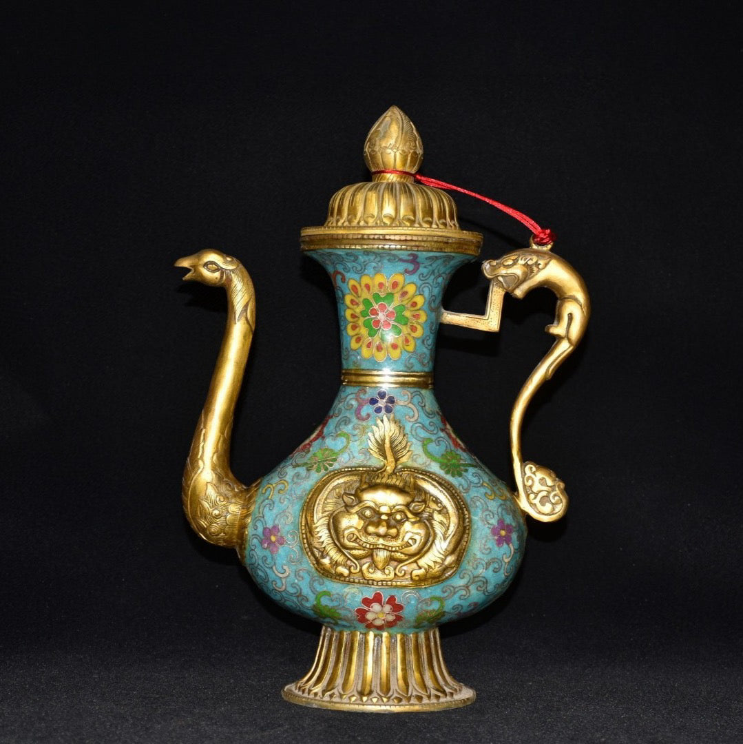 Pure copper cloisonne wine pot ornament