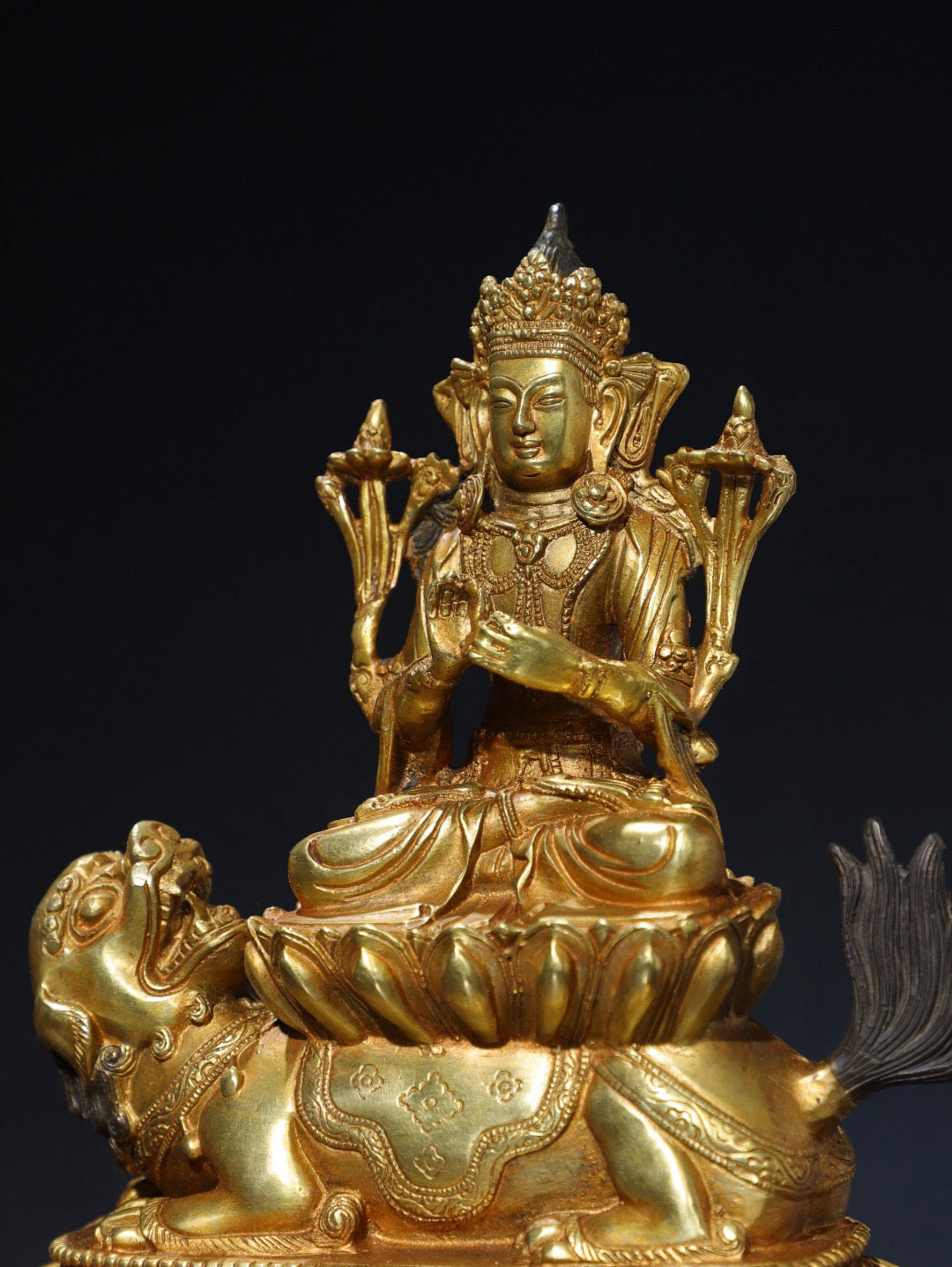 Chinese antique pure copper statue of Manjushri Bodhisattva