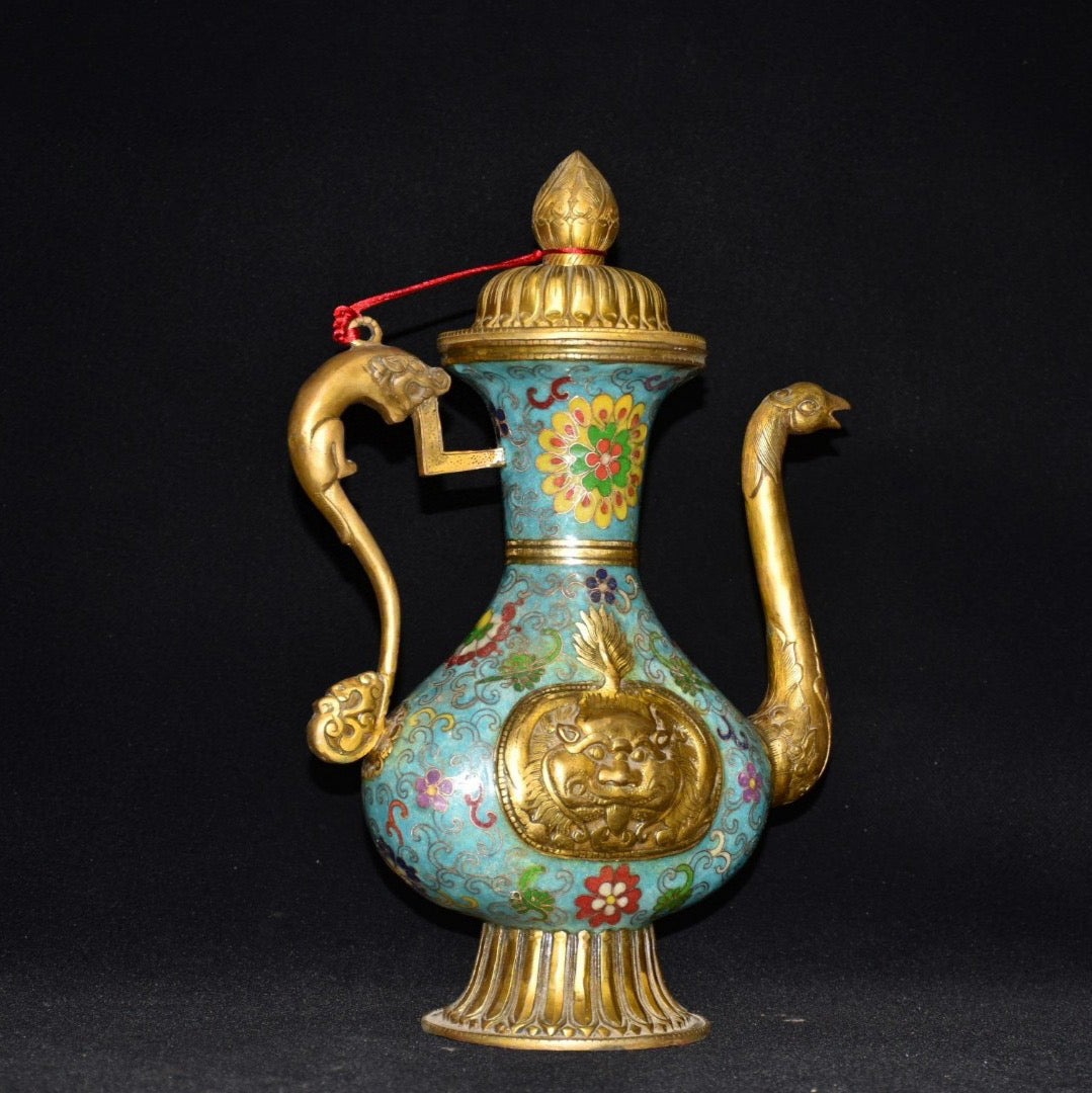 Pure copper cloisonne wine pot ornament