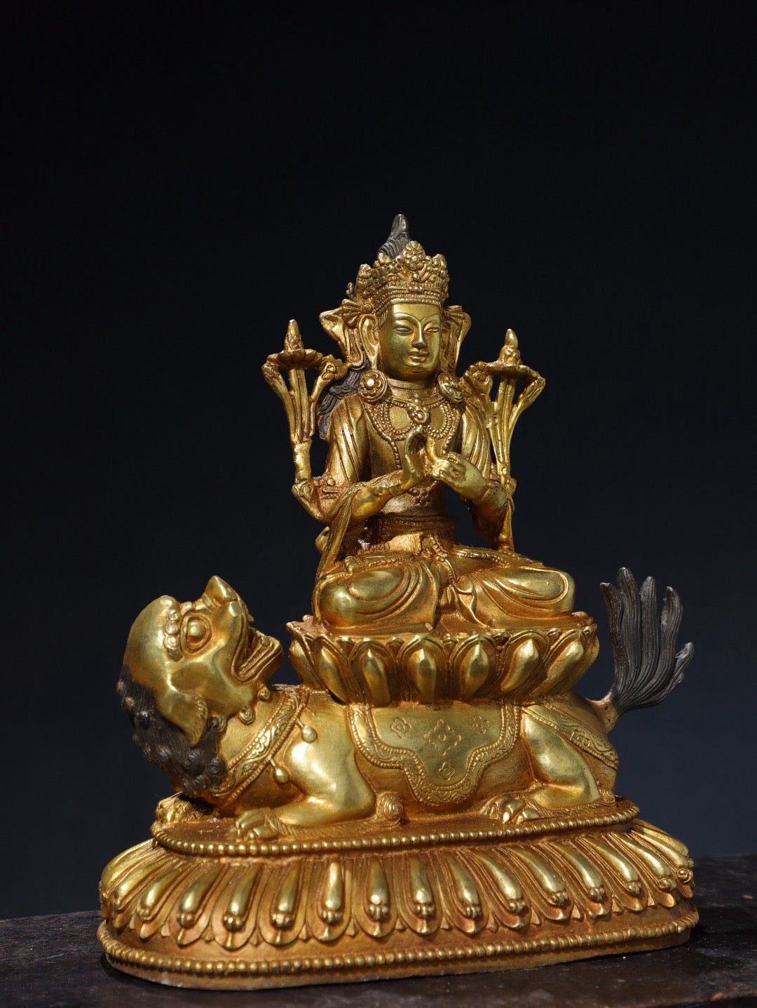 Chinese antique pure copper statue of Manjushri Bodhisattva