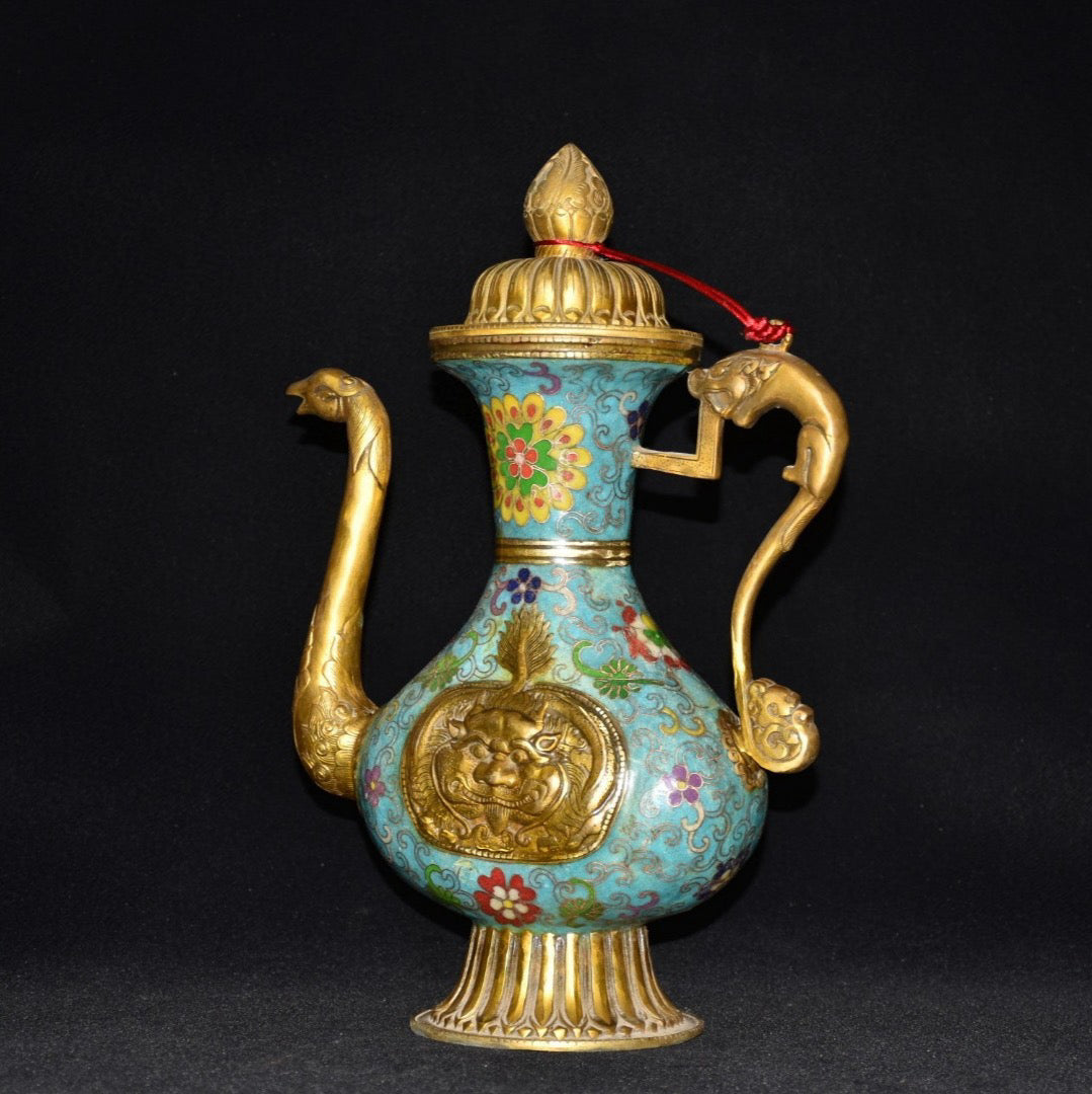 Pure copper cloisonne wine pot ornament