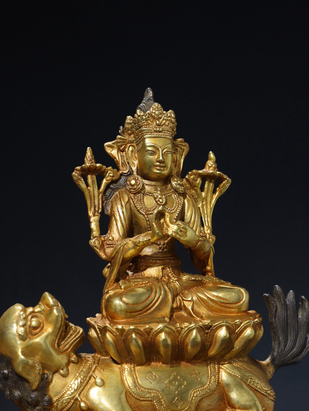 Chinese antique pure copper statue of Manjushri Bodhisattva