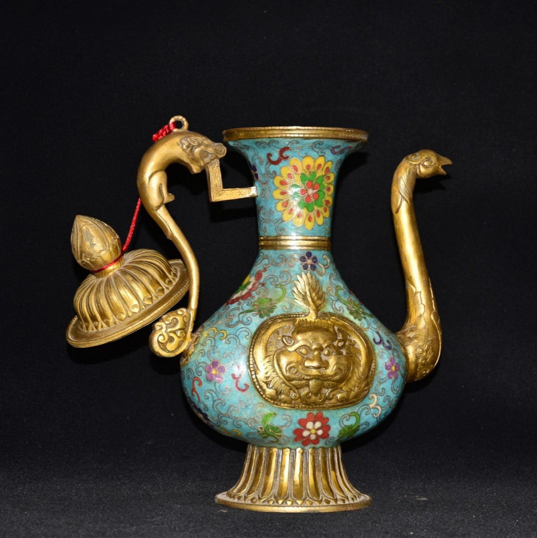 Pure copper cloisonne wine pot ornament
