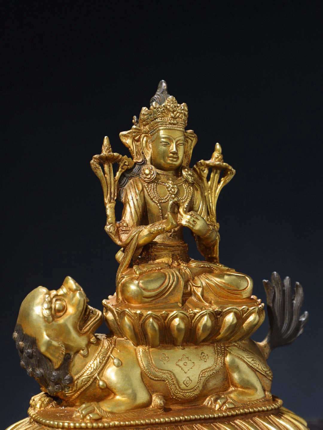 Chinese antique pure copper statue of Manjushri Bodhisattva