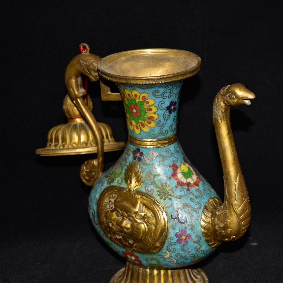 Pure copper cloisonne wine pot ornament