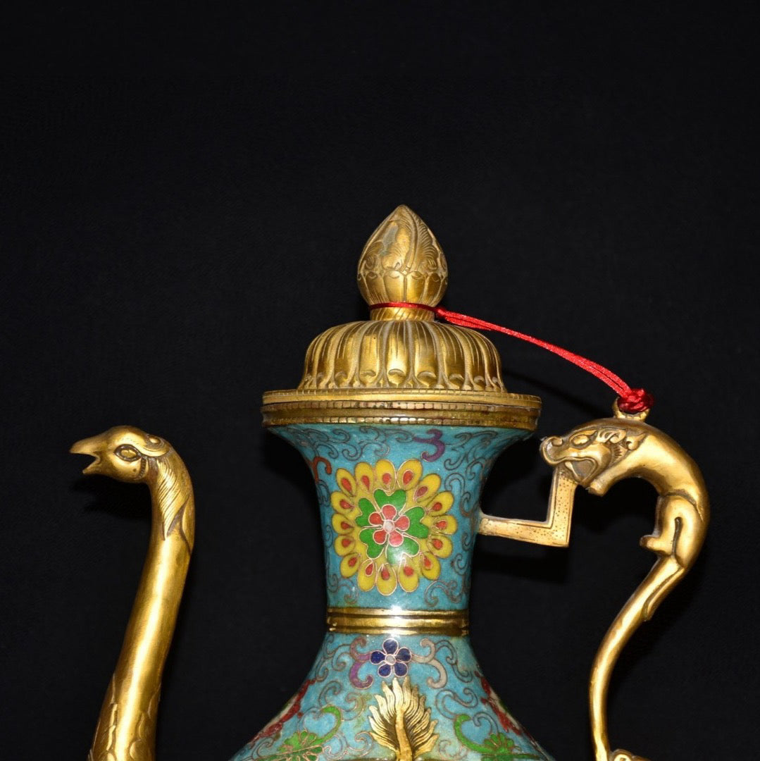Pure copper cloisonne wine pot ornament