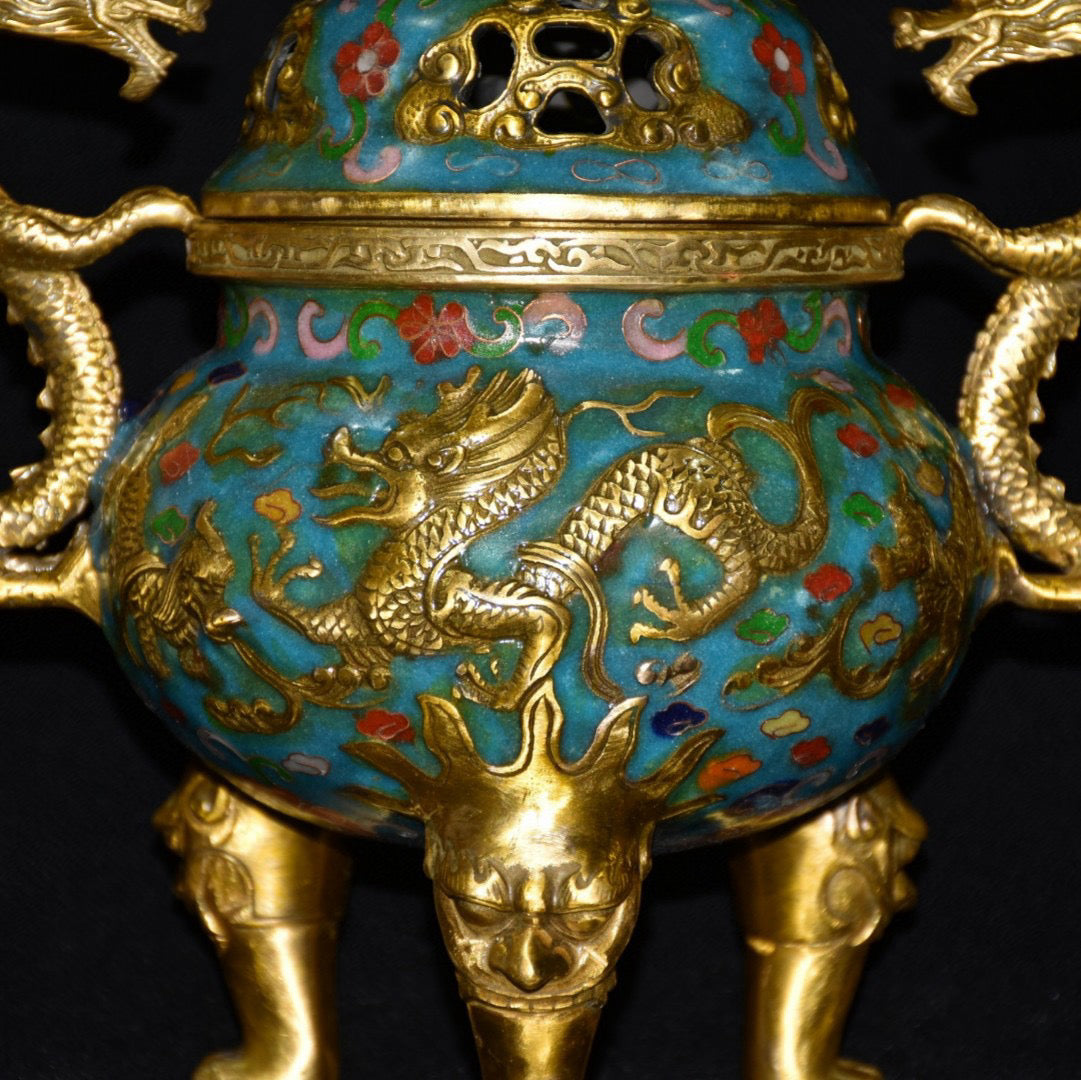 Pure copper cloisonne incense burner ornament