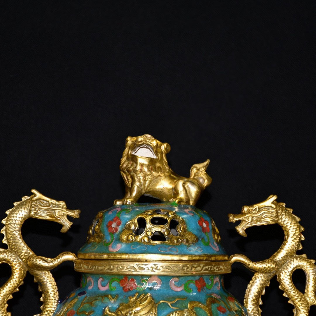 Pure copper cloisonne incense burner ornament