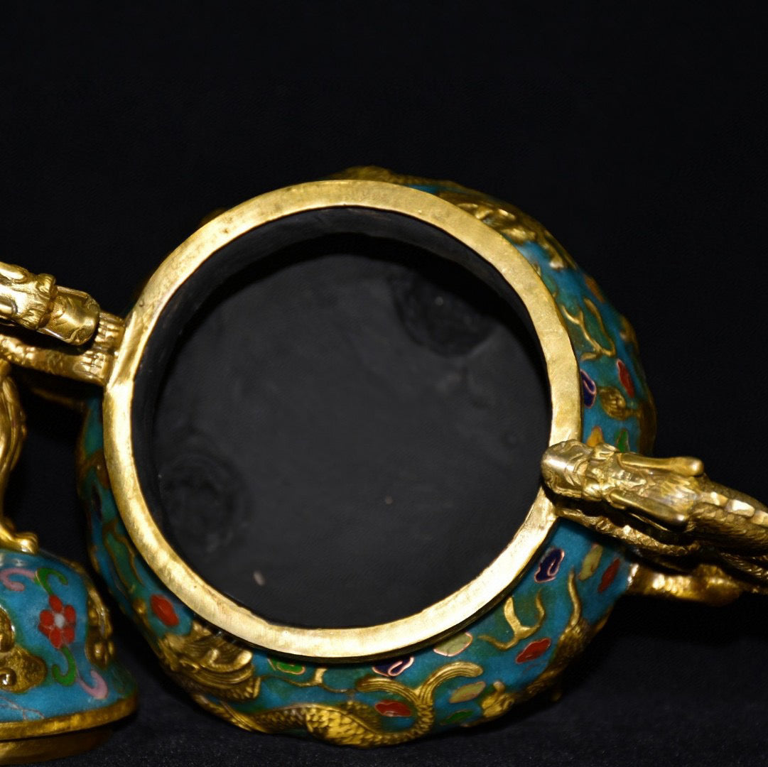 Pure copper cloisonne incense burner ornament