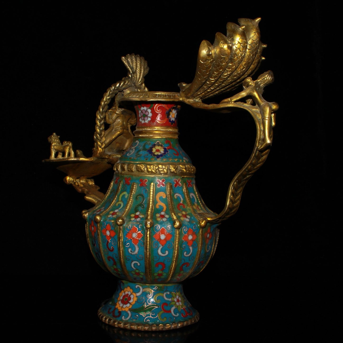 Pure copper cloisonne lamp oil pot ornament