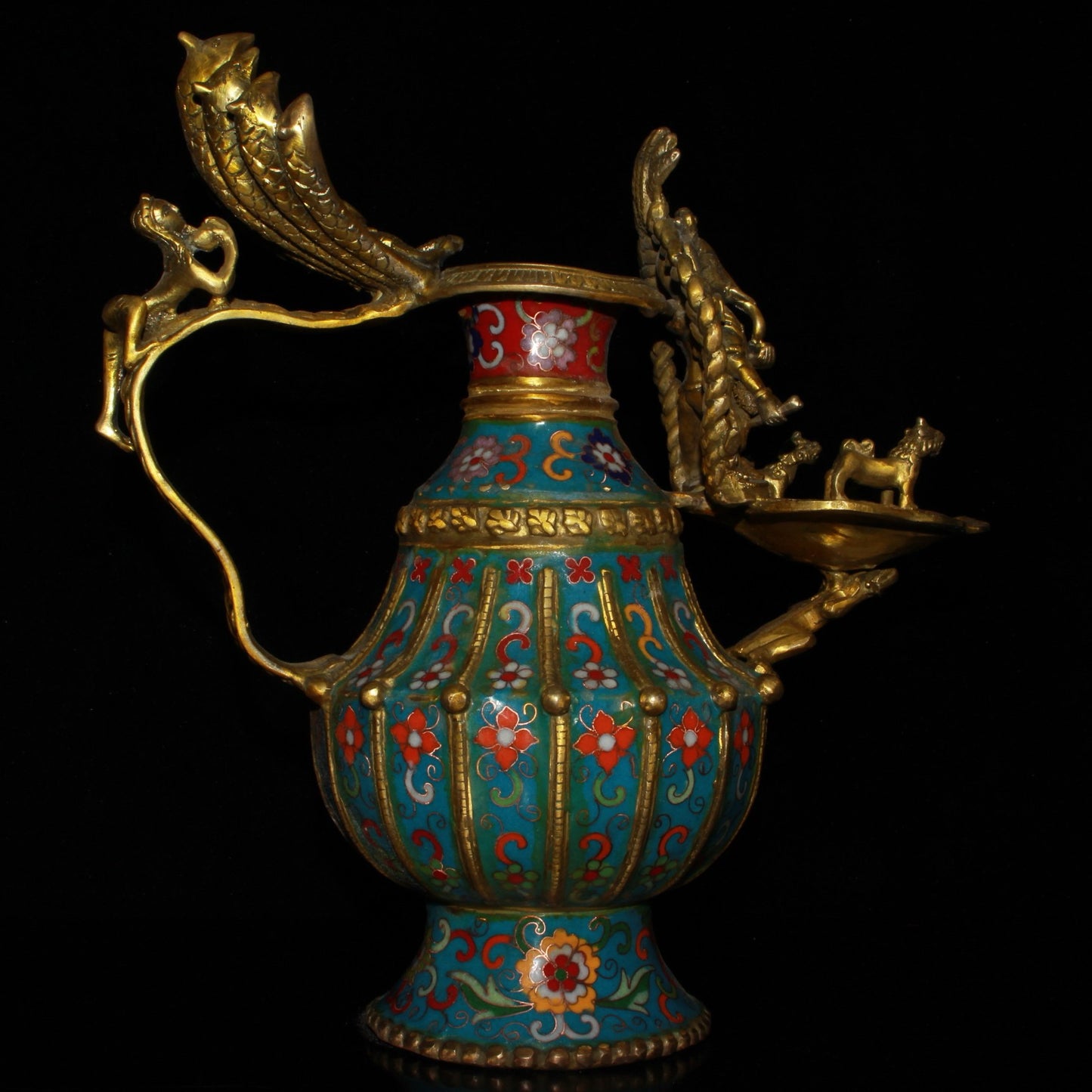 Pure copper cloisonne lamp oil pot ornament