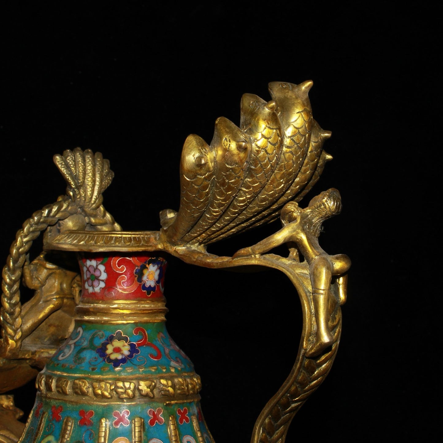 Pure copper cloisonne lamp oil pot ornament