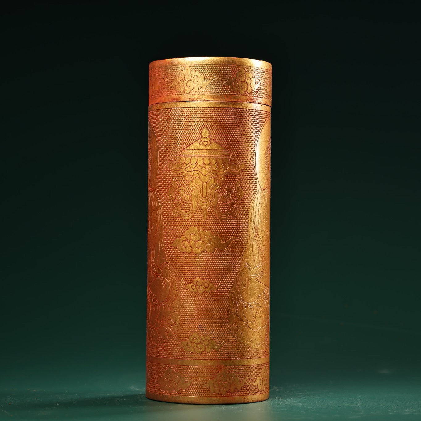 Chinese antique pure copper scripture roll