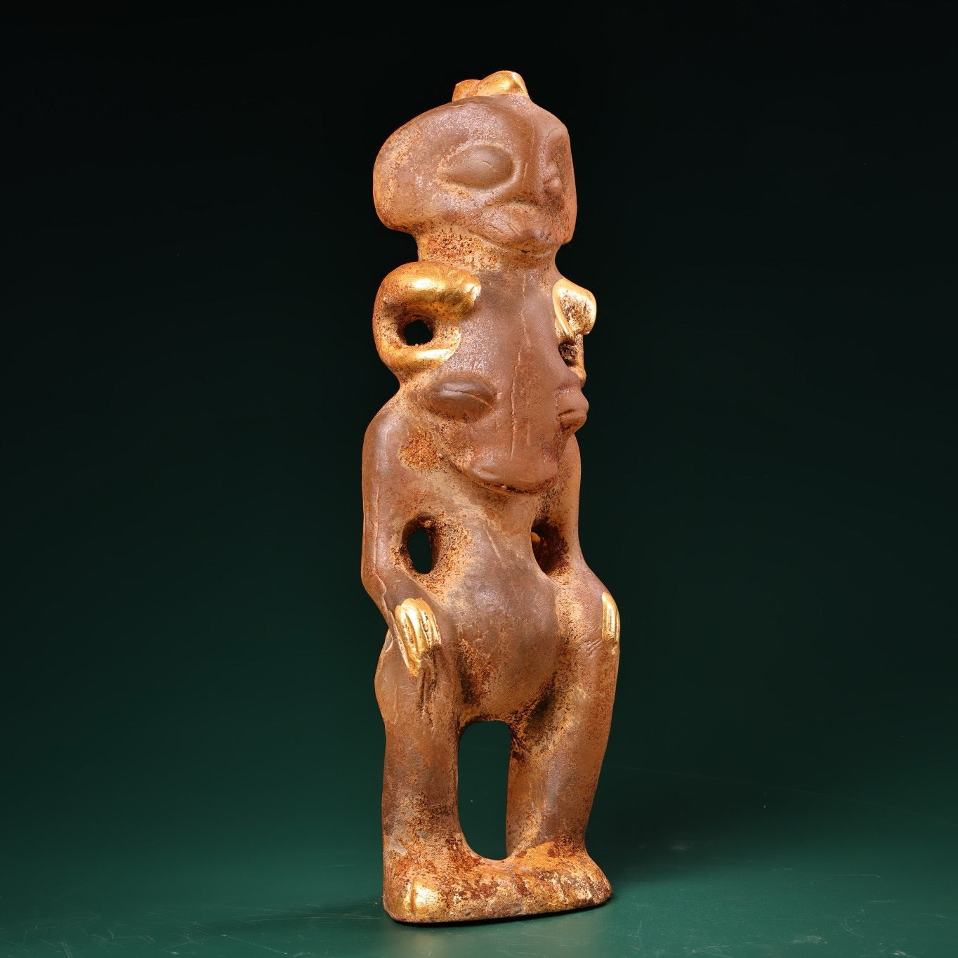 Chinese Antique Crystal Gilded Red Mountain Culture Man