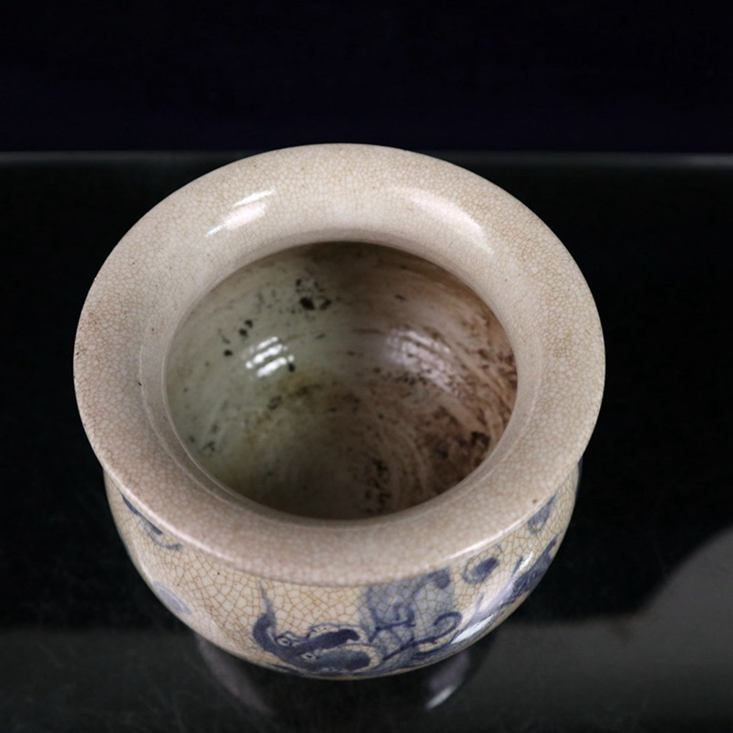 Open piece blue and white dragon pattern incense burner