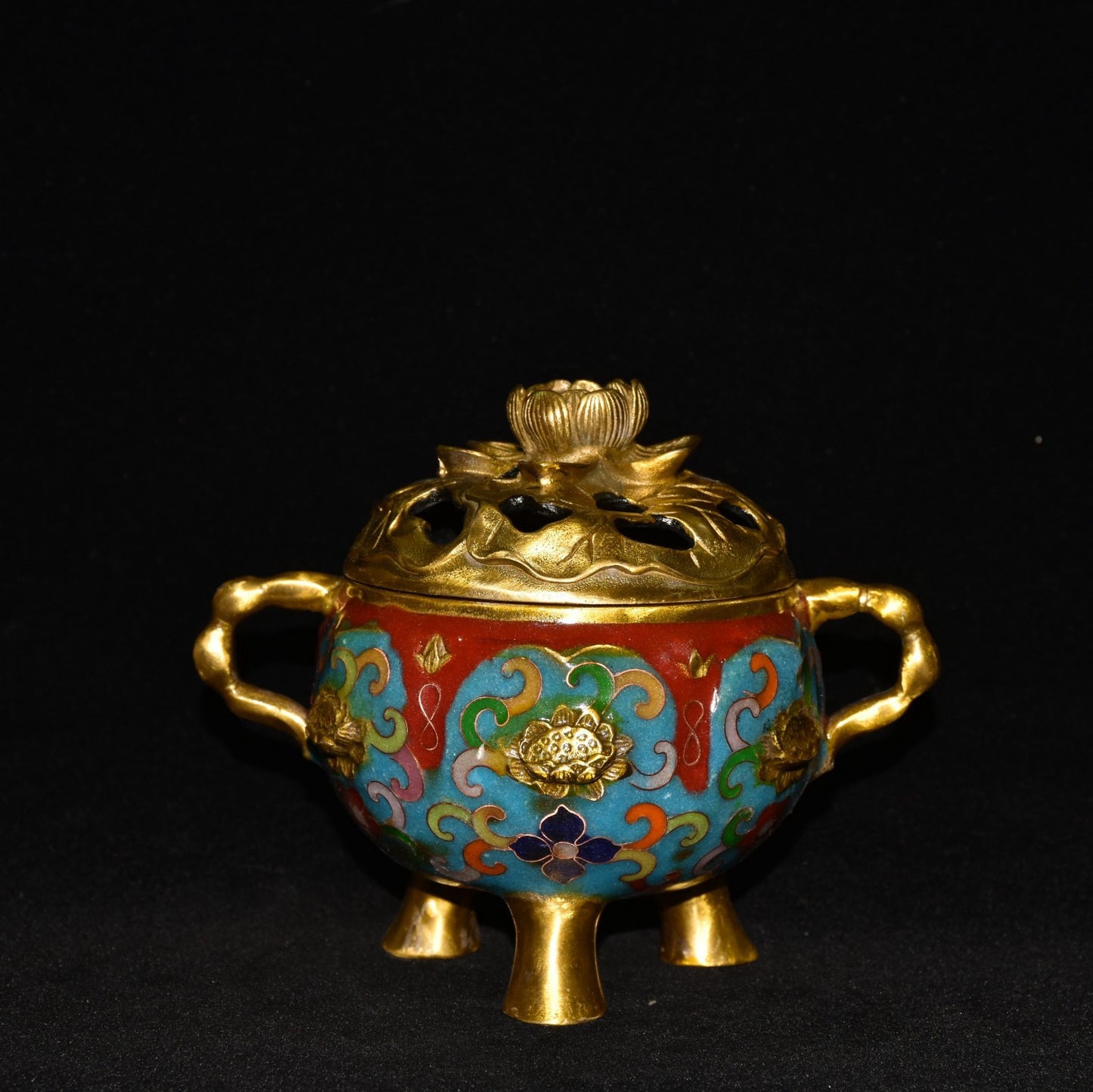 Pure copper cloisonne incense burner ornament