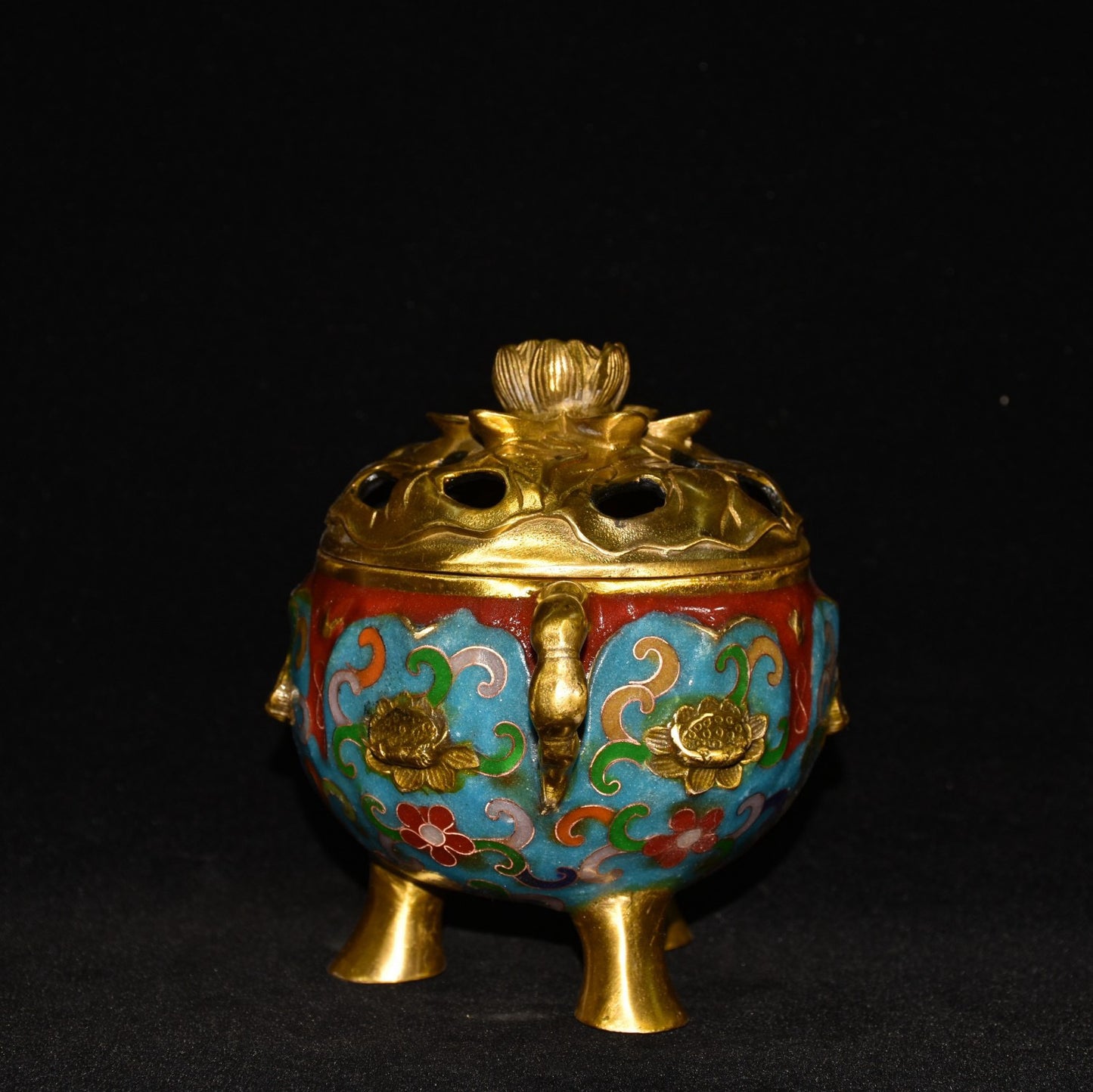 Pure copper cloisonne incense burner ornament