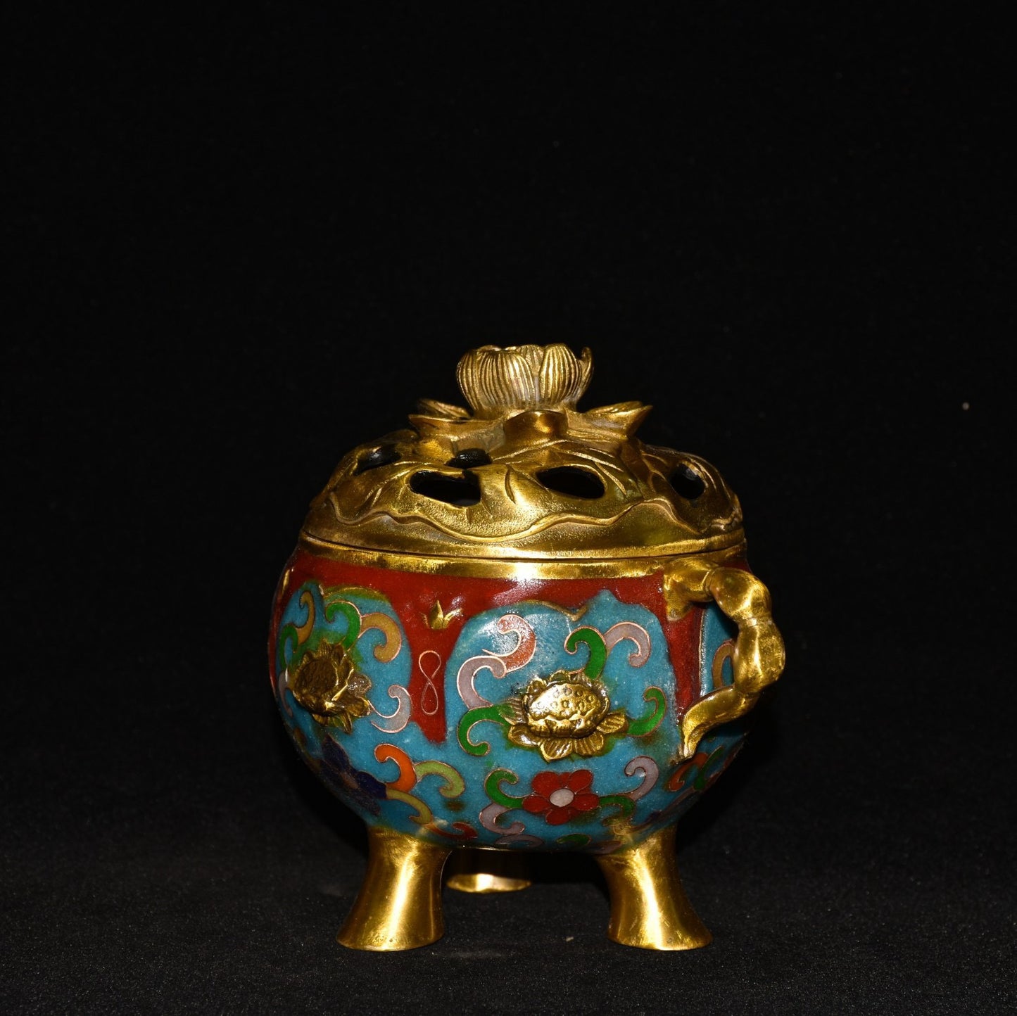 Pure copper cloisonne incense burner ornament
