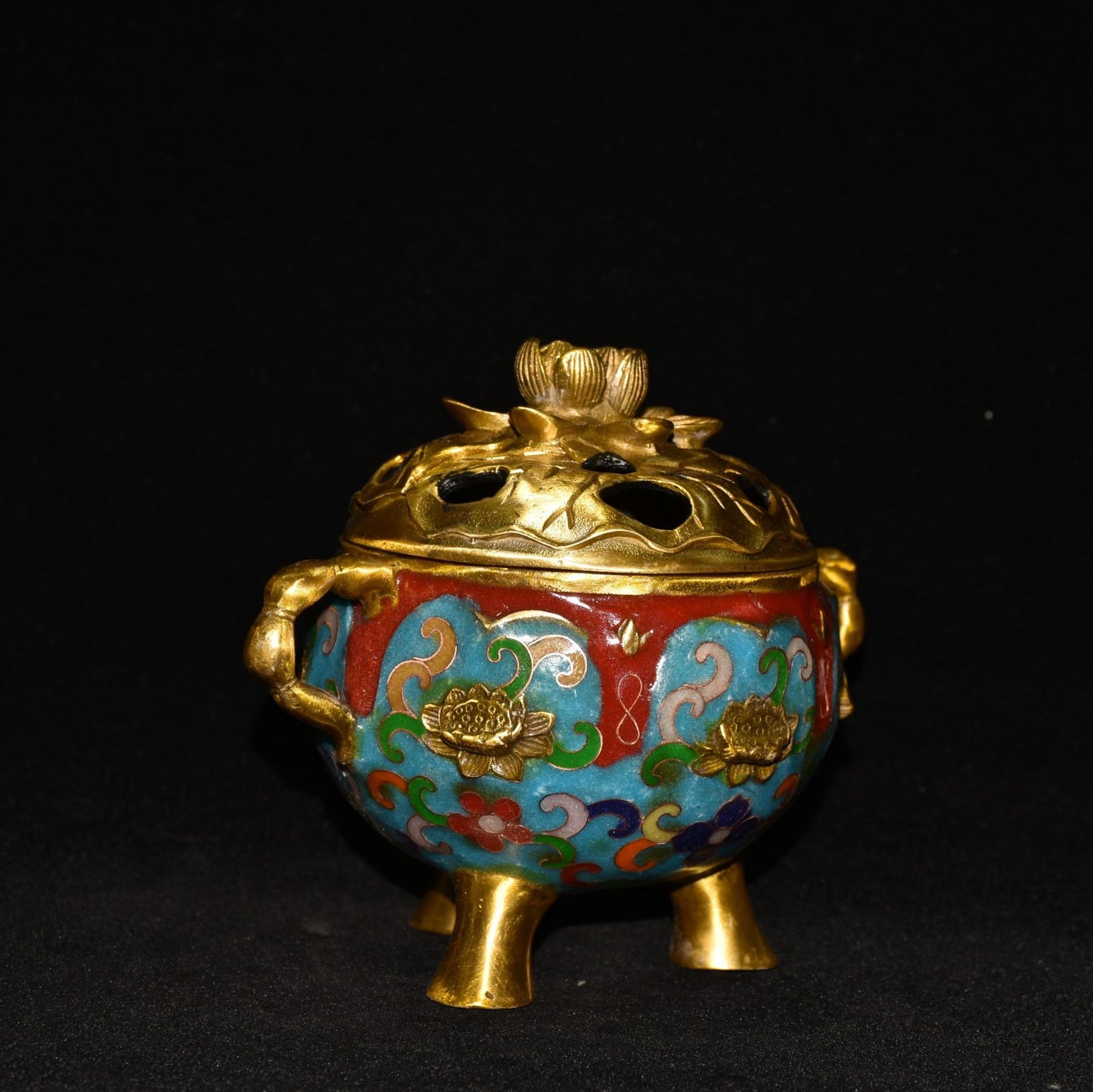 Pure copper cloisonne incense burner ornament